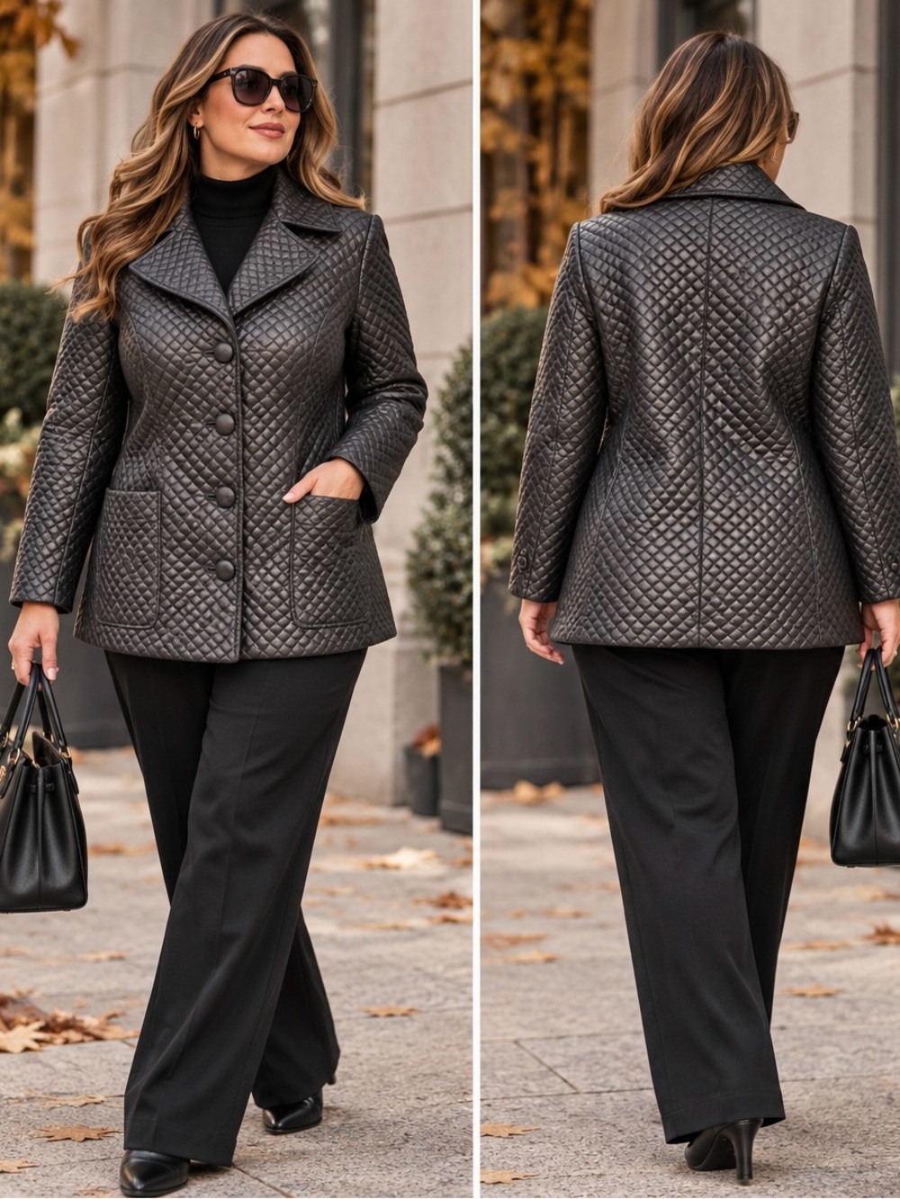 Prada Women’s Black Quilted Mid-Length Jacket Coat Belt Pockets XL Vintage